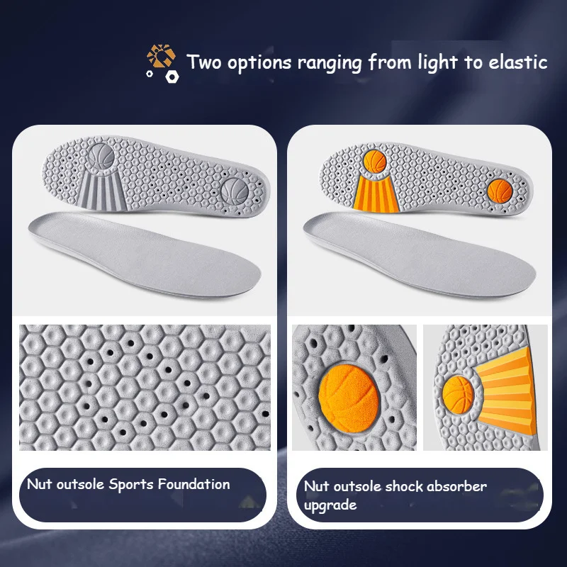 Orthotic Insoles Shoese Feeling Big Nut Sports Insole Thickened Men's Women's Universal Sweat Absorption Shock Basketball Soft