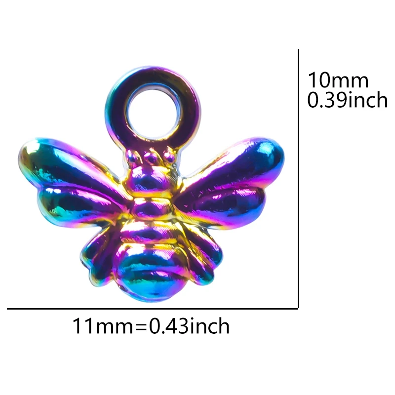 10pcs/Lot Unique Rainbow Color Moth Bee Charm Alloy Insect Pendant For Necklace Earrings Bracelet Jewelry Making Diy Accessories