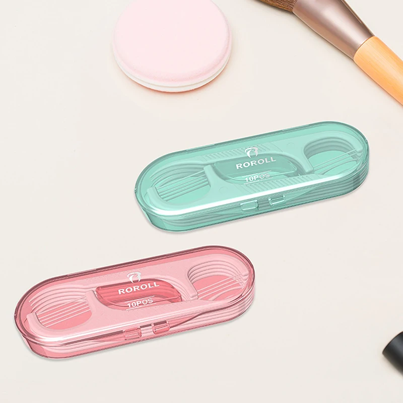 

10pcs Dental Floss Sticks Portable Box Disposable Toothpicks Interdental Brush Floss Deep Teeth Cleaning Dental Floss For Teavel