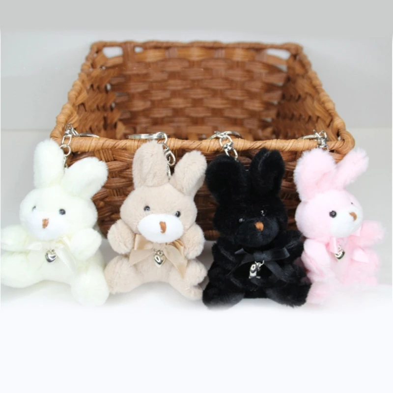 

4 Colors Cartoon Plush Stuffed Animal Rabbit Toy Pendant Keychain for Valentines Decor Craft DIY Accessory Supplies