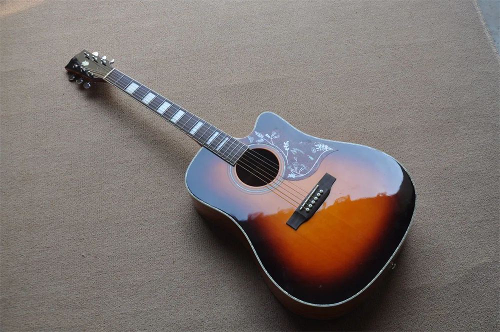 41 дюйм твердая ель Топ Колибри режим Стандартные характеристики Акустическая гитара винтажная Sunburst отделка гитара в наличии 418