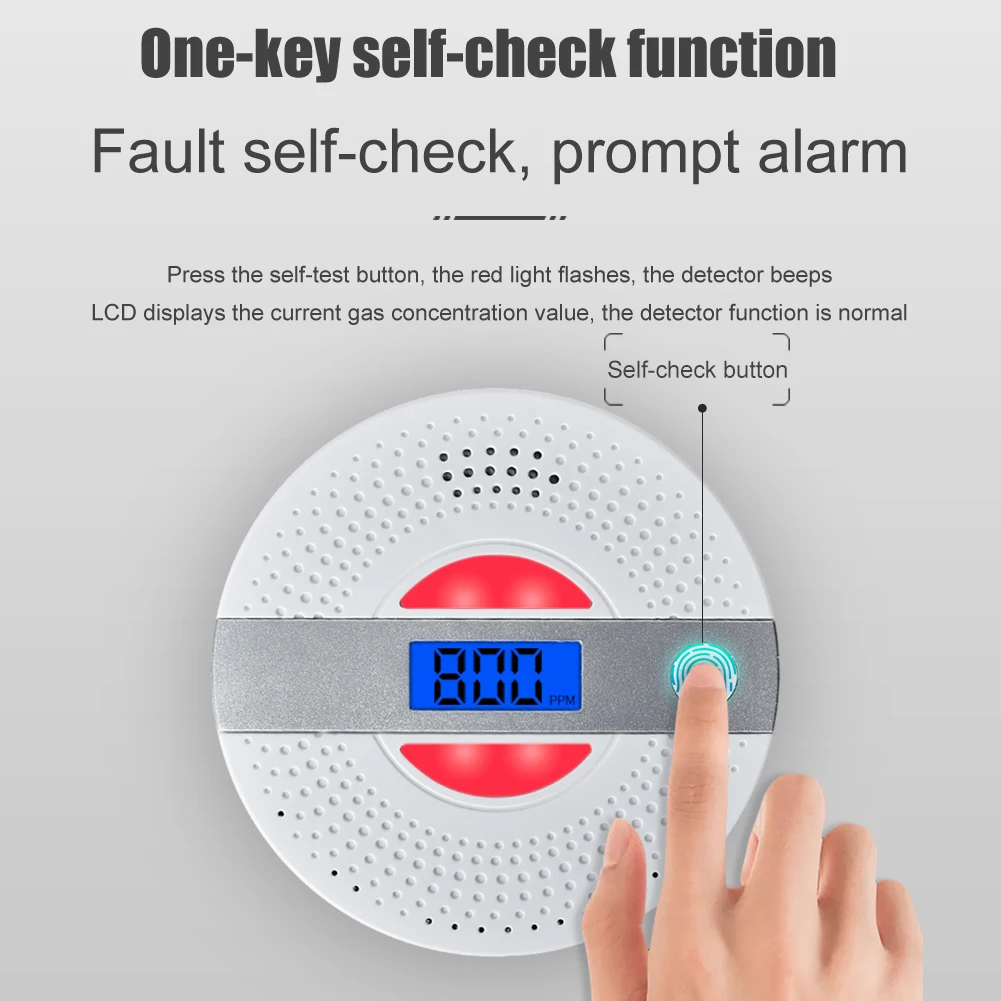 High Sensitive 2 in 1 Carbon Monoxide Detector Smoke Sensor Independent Co Smoke Sound Alarm Sensor Home Security Protection