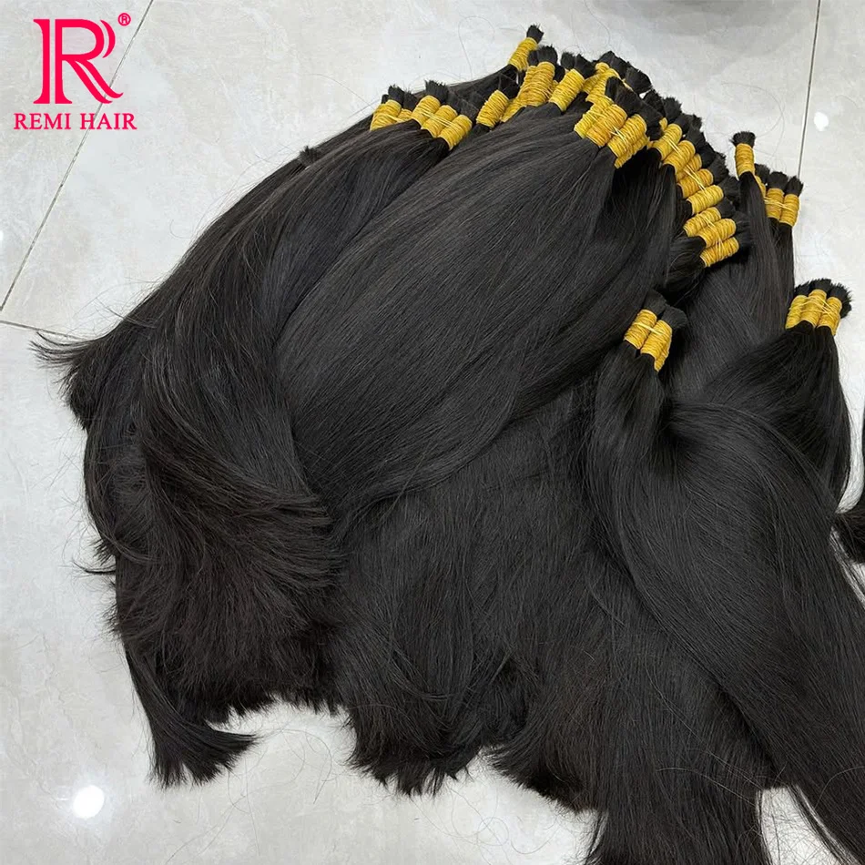 Unprocessed 100% Real Hair Bulks Vietnamese No Weft Natural Wavy Human Hair Extensions Original Weaving Hair for Braiding