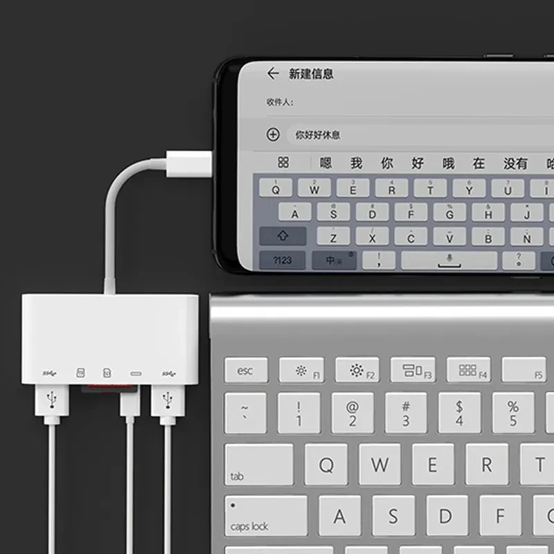 3 Heads USB Adapter 5 In 1 TypeC Android IOS Flash Drive SD/TF Card Reader Adapter for Iphone Ipad Macbook Laptop Xiaomi Samsung