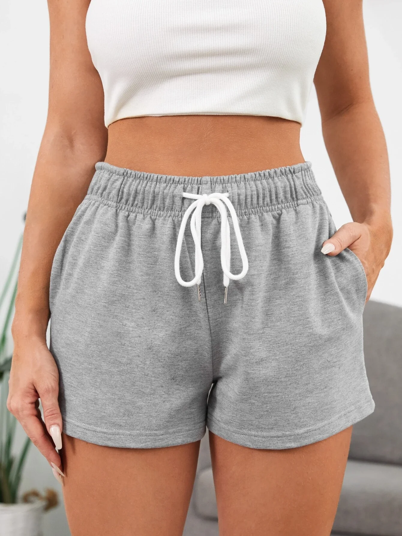 

Drawstring Waist Track Shorts