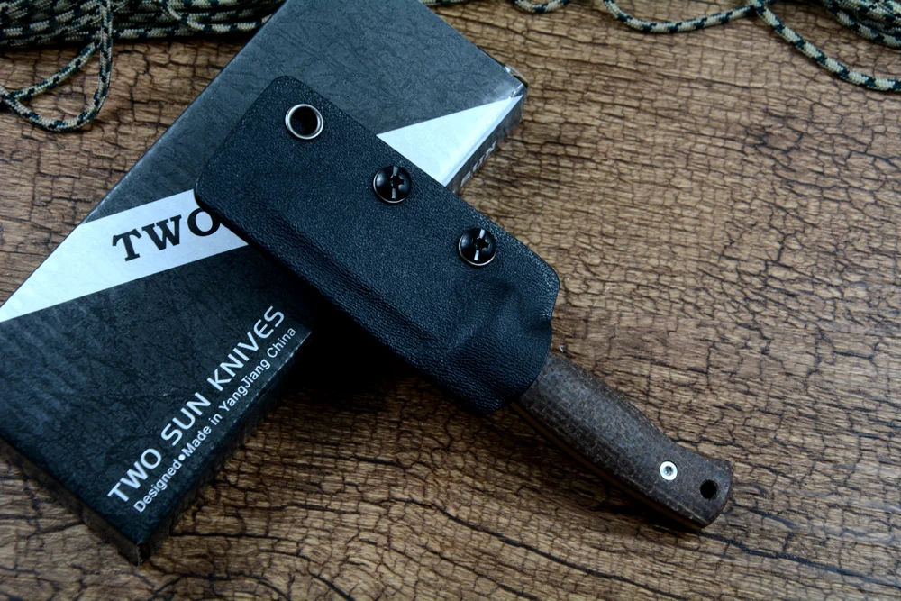 TWOSUN Мини Фиксированный Нож M390 Лезвие Кайдекс Оболочка Открытый Кемпинг Охота EDC