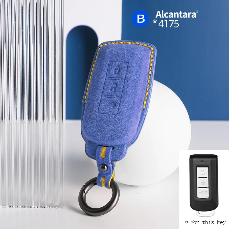 

Alcantara Suede Car Key Case Cover Shell For Mitsubishi Delica D5 L200 ASX RVR Outlander Eclipse Pajero Sport Lancer Keychain