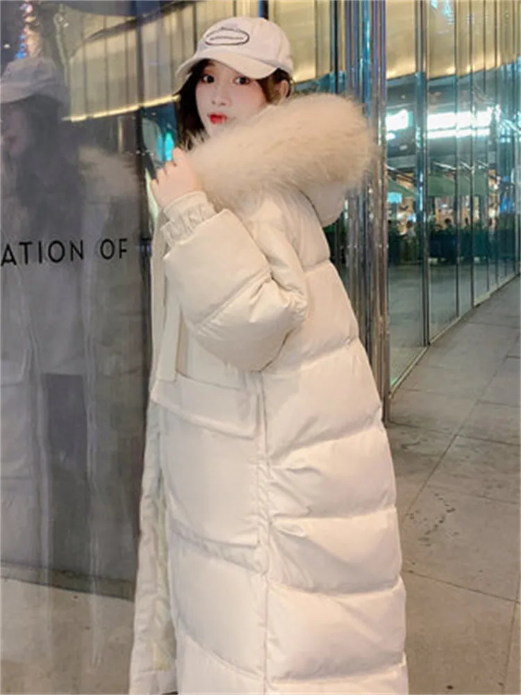 Mid-length Thickened Bread Clothing Winter Down Cotton Coat Women Korean Version Hooded Big Pocket 2022 New Outer Wear Top JD946