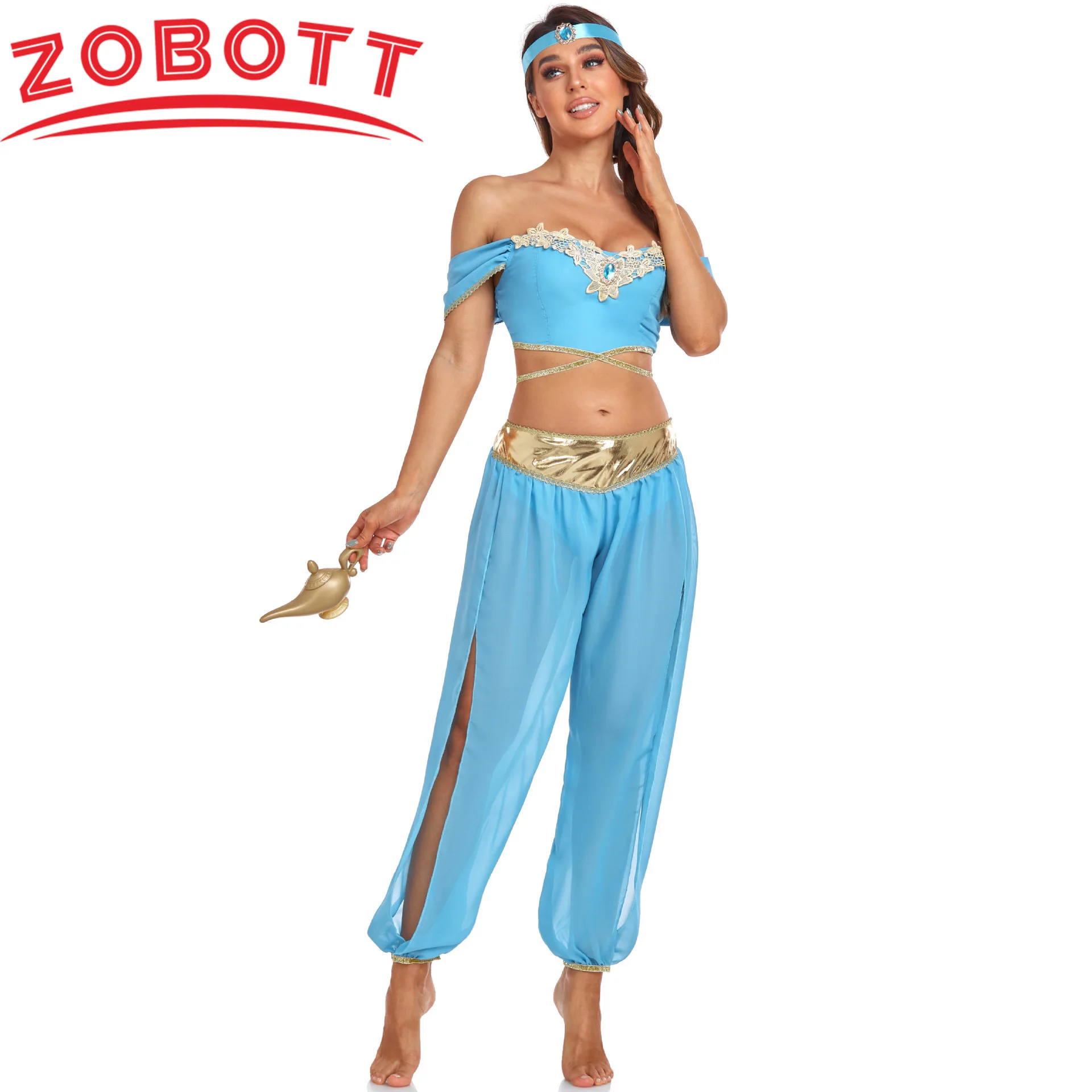 Женский костюм Жасмин для косплея со штанами из полиэстера карнавальных