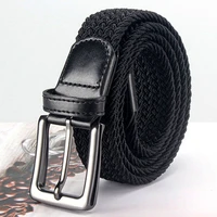 pin buckle elastic woven belt fashion men and women comfortable elastic canvas belt middle and young casual business pants belt