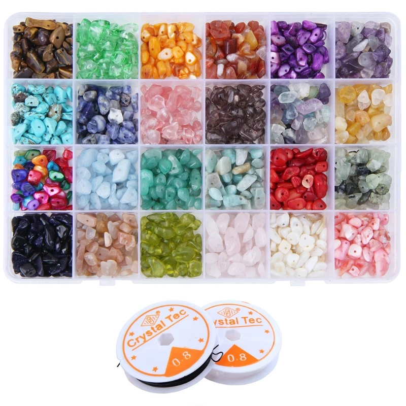 

Various Irregular Shaped Natural Gemstones Loose Beads Gravel Box Set for Homemade Jewelry Chic Home Ornaments Crafts