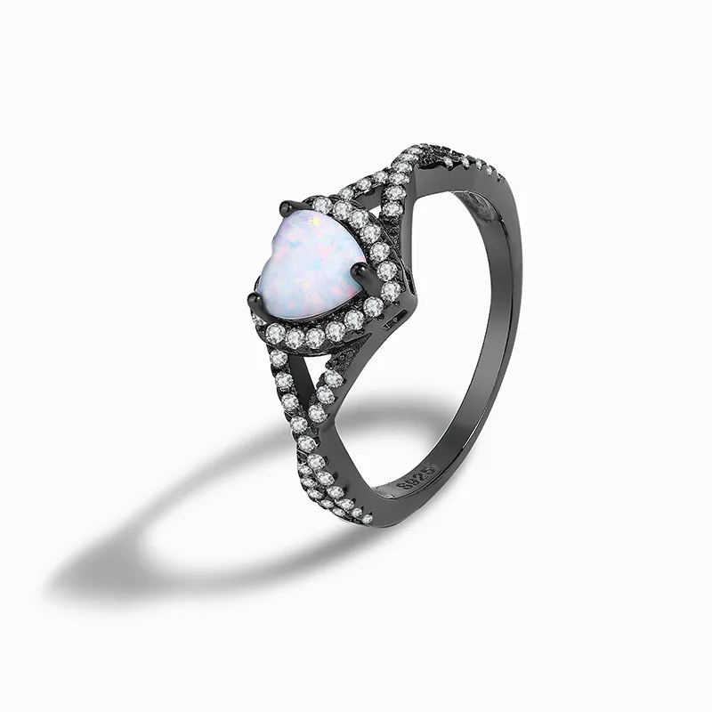 

European and American sterling silver S925 white Australian baby stone love jewelry high quality exquisite luxury women's ring