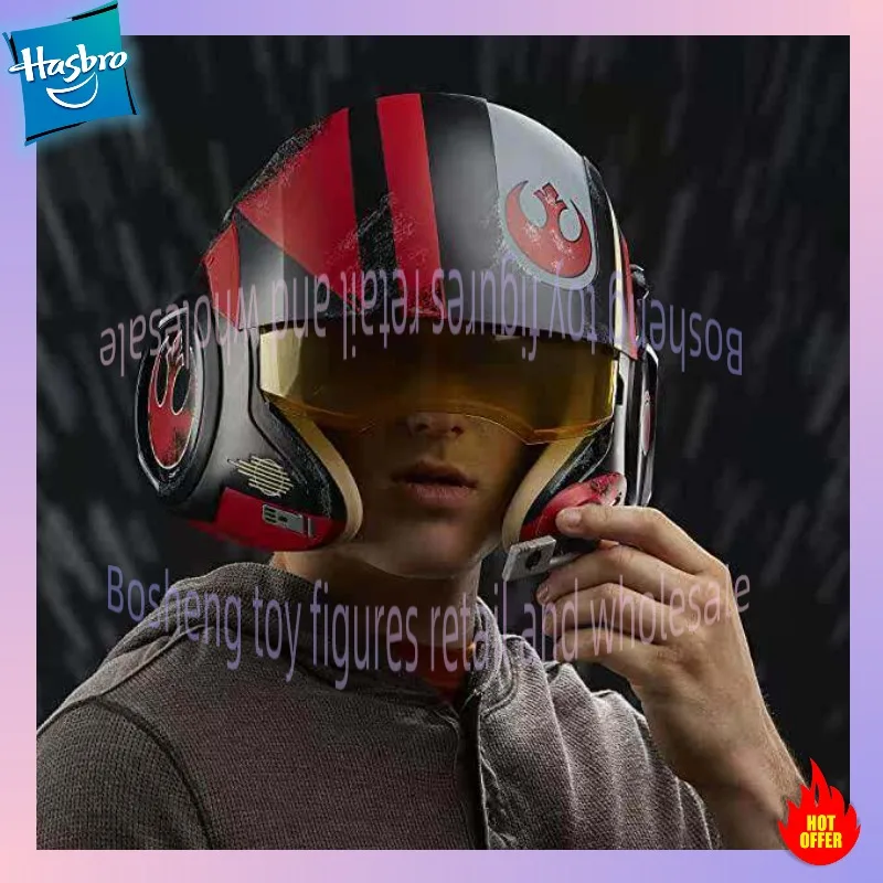 Фото Электронный шлем пилота X-Wing Poe Dameron из серии Hasbro Star Wars The Black Series с подвижным козырьком и звуковыми эффектами BB-8, подарок C1441 №3