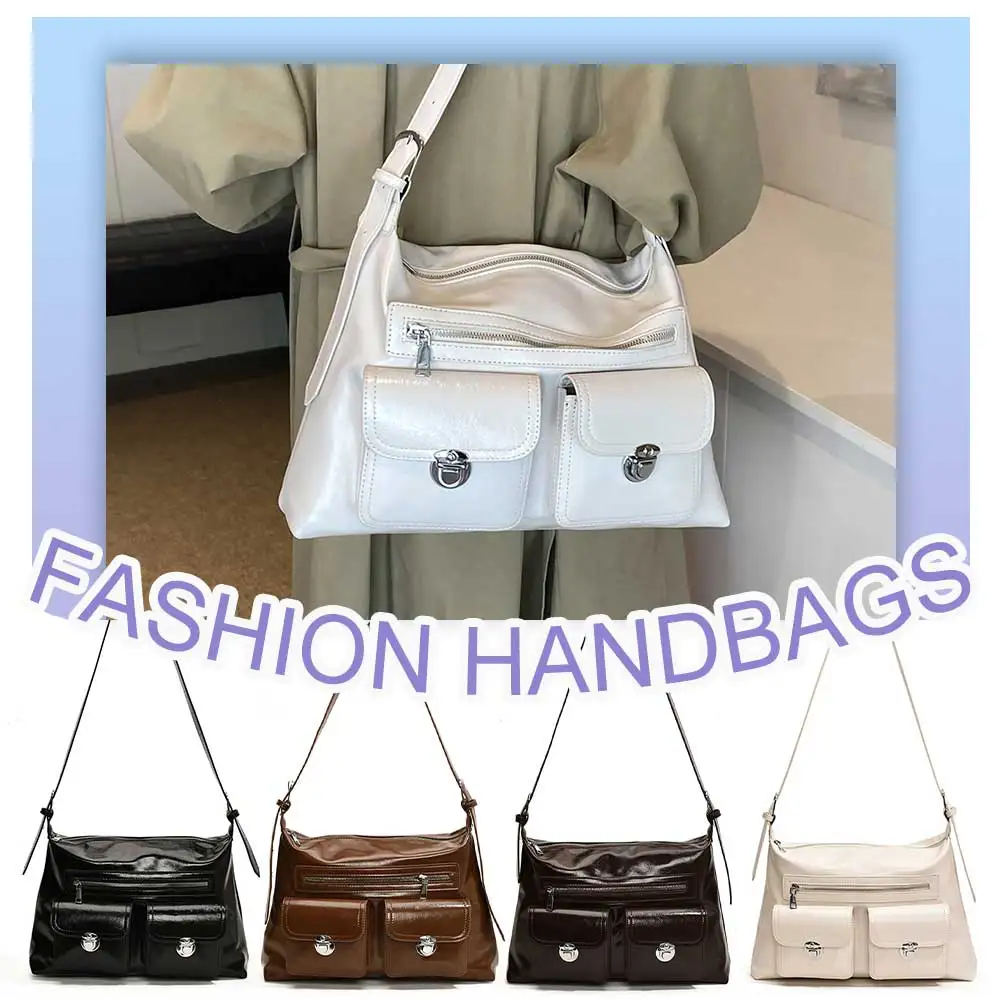 Сумка-хобо женская из экокожи на молнии с несколькими карманами