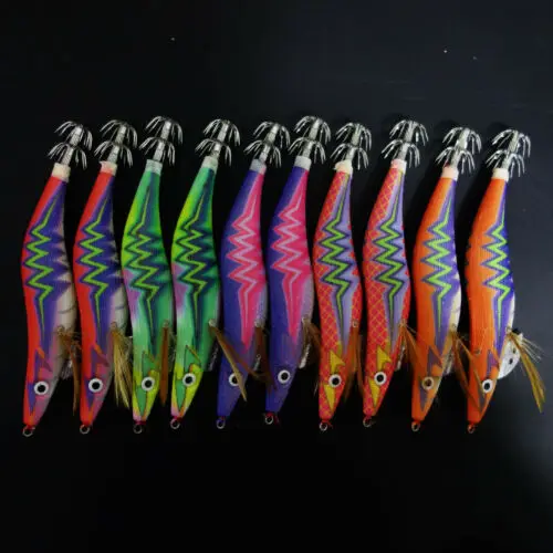 

10x size 3.5 Glow in Dark Rattle Squid JIgs Squid Egi Shrimp jigs