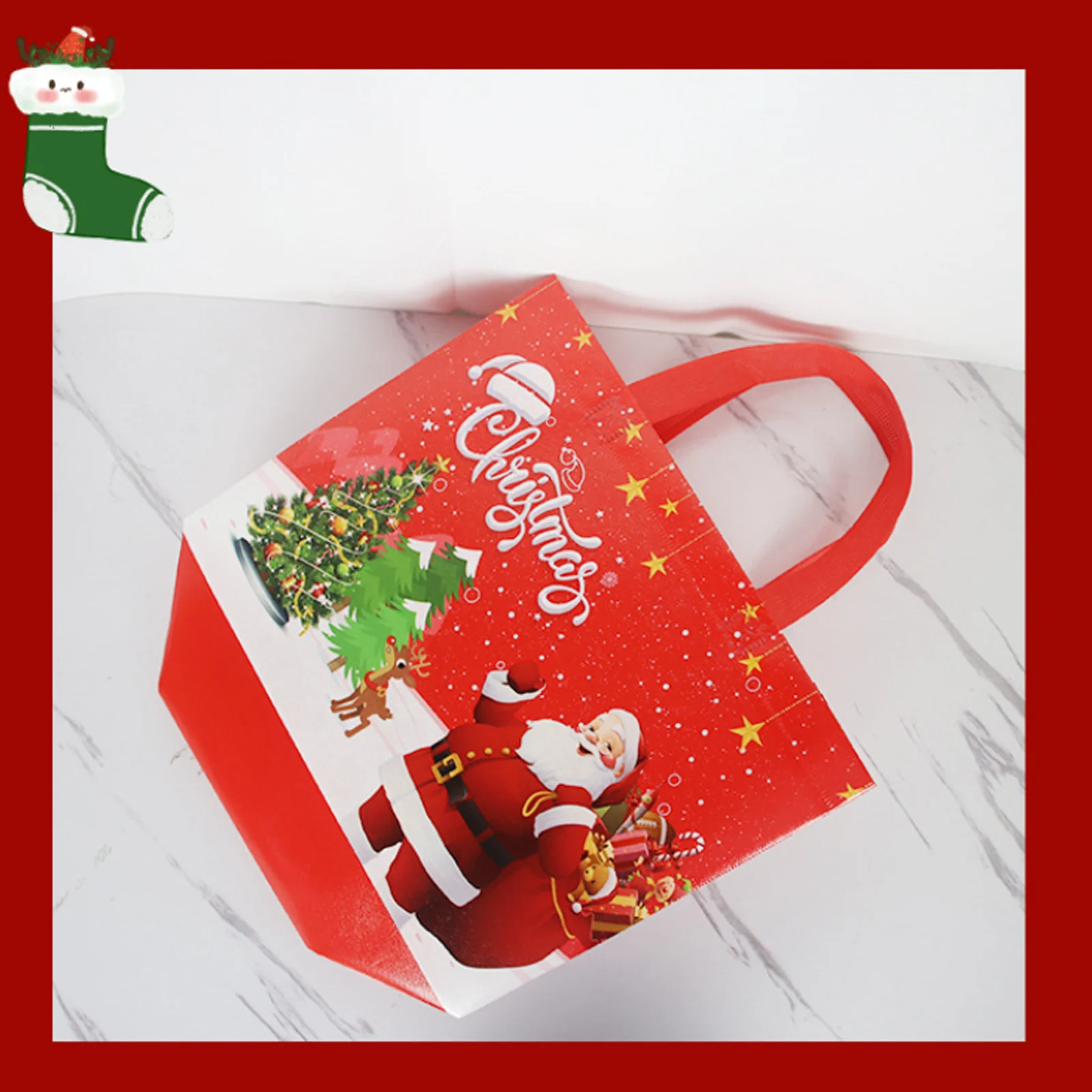 1 шт. сумка-тоут из нетканого материала с принтом Санта-Клауса