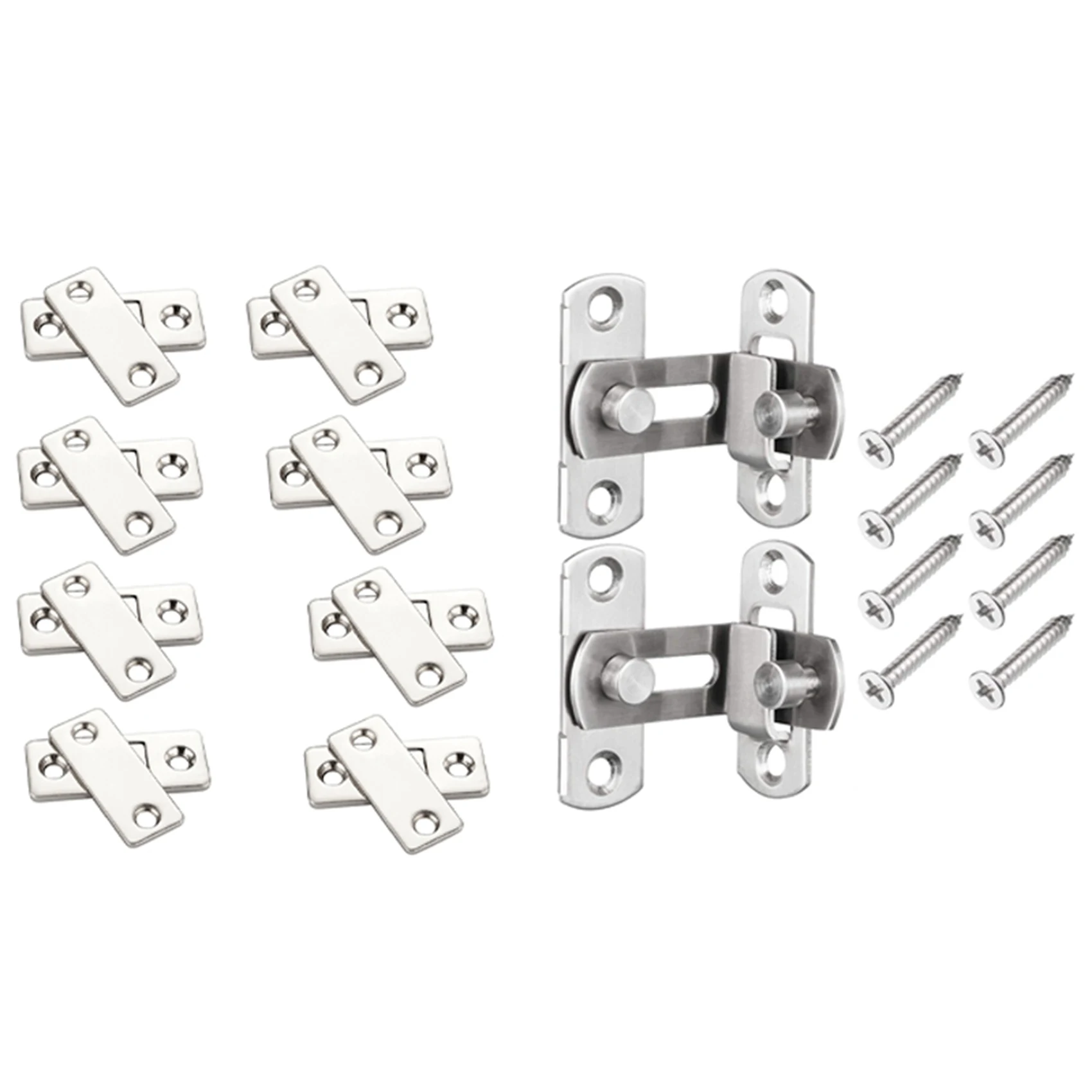 

2Pcs 90 Degree Right Angle Door Latch Hasp Bending Latch Buckle with 8 Sets of Door Closers Cabinet Door Hasp Latch