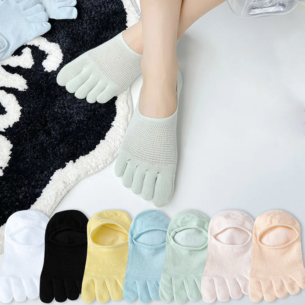 

Man Slipper Toe Socks Mesh Hollow No Show Socks Sweat-absorbing Boat Sock Ankle Short Socks Cotton Breathable Five Finger Socks