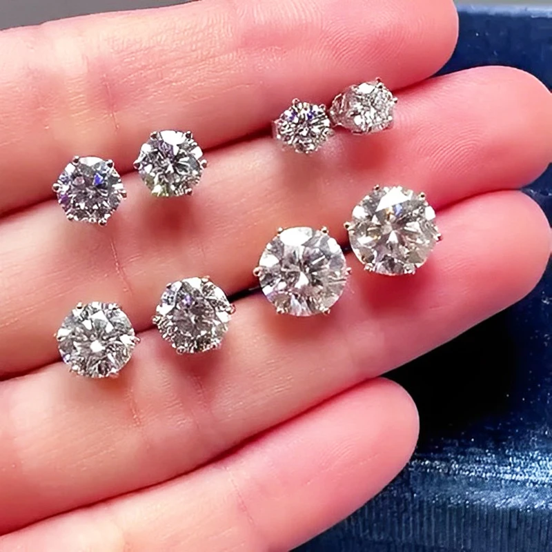 

Premium 0.5-2ct Moissanite Diamond Stud Earrings for Women Orginal 925 Sterling Silver Jewelry Women Moissanite Earring 2023