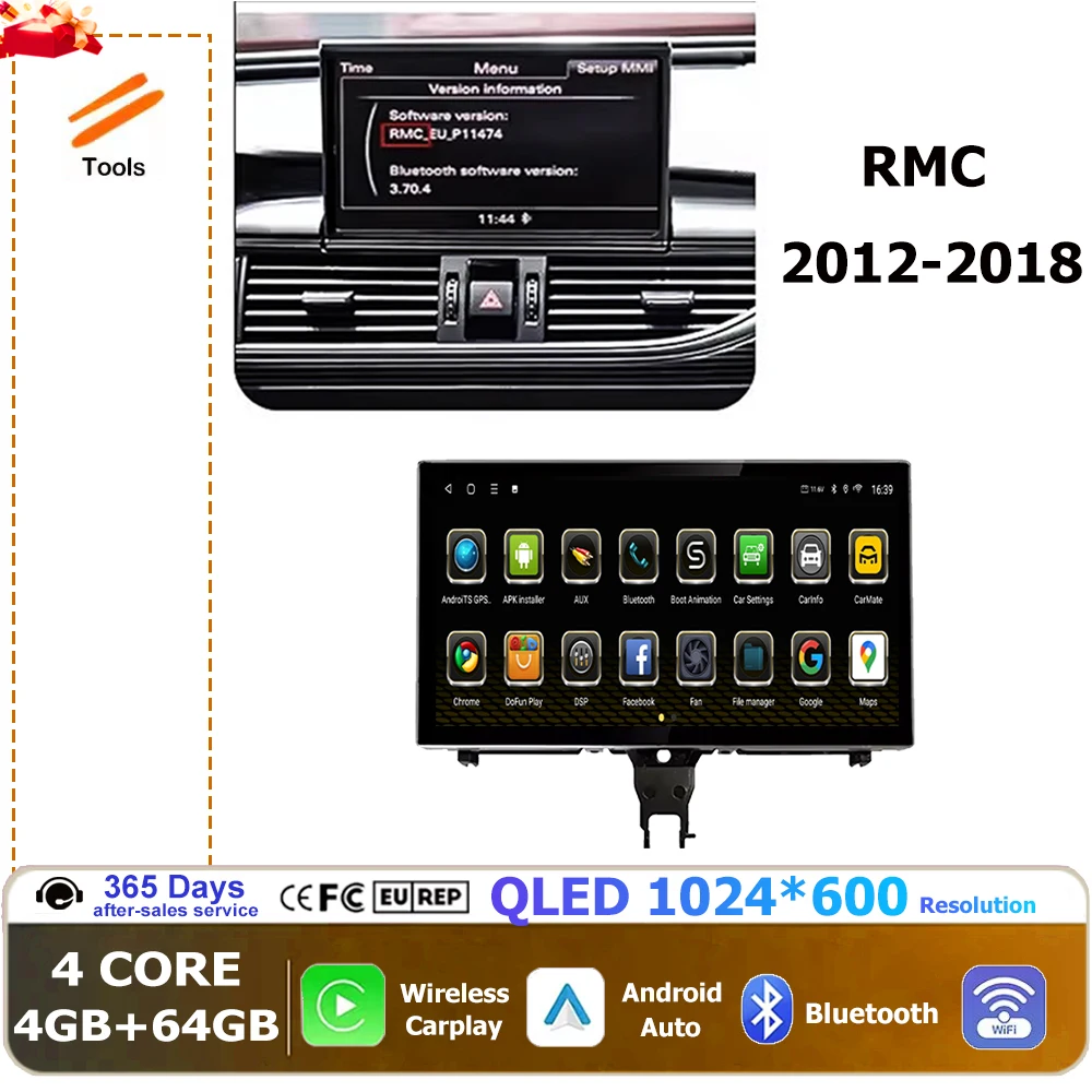 Android 14 для Audi A6 C7 A7 2012-2018 сенсорный экран Carplay автомобильный мультимедийный плеер WIFI музыка стерео GPS Navi авто радио DSP