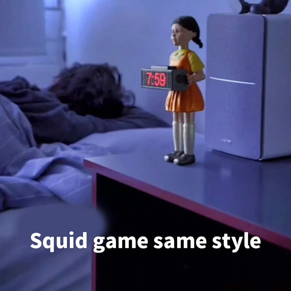 

Squid Game Alarm Clock Fires Bullets To Wake You Up Red Light Green Light Doll Clock Squid Game Clock Funny Doll Korean Game