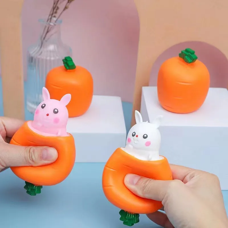 

Easter Novelty Children Stress Relief Toy Radish Rabbit Squeeze Cup Toy for Kids Adult