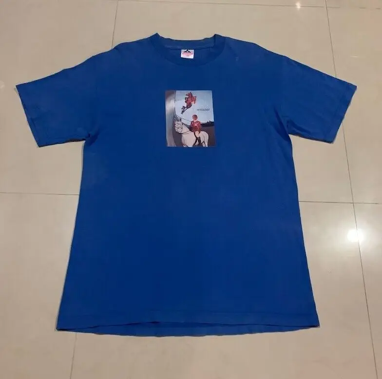 Винтажная рубашка Weezer Band-полутрубка-конный спорт-синий альбом Pinkerton