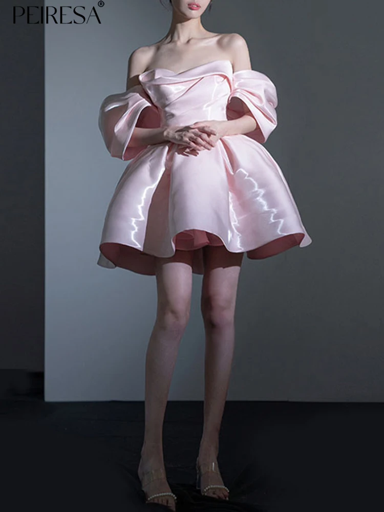 

Роскошный дизайн PEIRESA, розовые женские платья с вырезом-лодочкой, Новинка лета 2023, вечернее короткое платье без рукавов и бретелек, платья