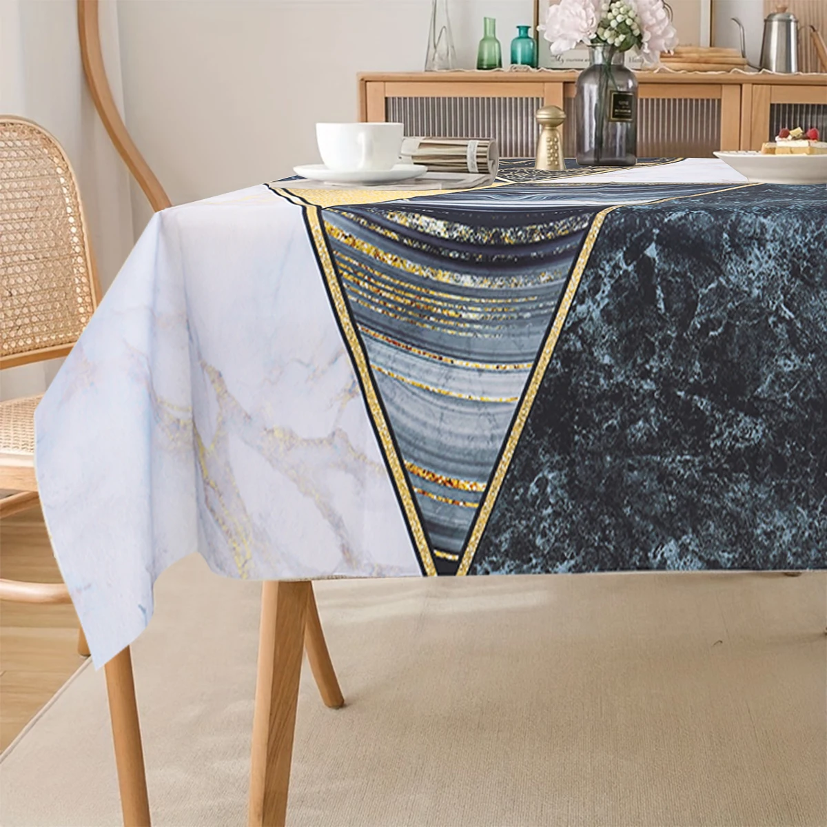 Мраморная Текстура Дорожка Для Стола Из Искусственной Кожи Золотой Черный