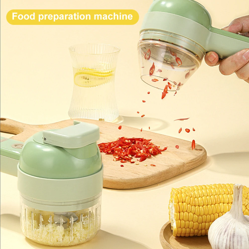 

4 in 1 Electric Vegetable Cutter Handheld Garlic Mud Masher Garlic Chili Chopper USB Charging Vegetable Crusher Kitchen Tools