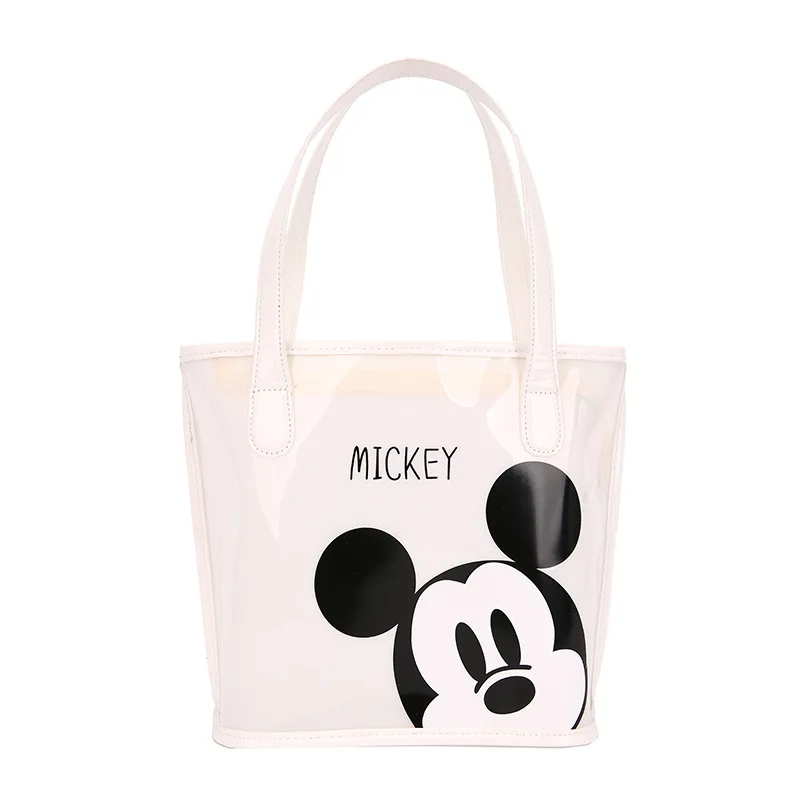 Disney New women bag Mickey Mouse transparent jelly bag cartoon printed handbag Korean cute one shoulder bag slant cross bag