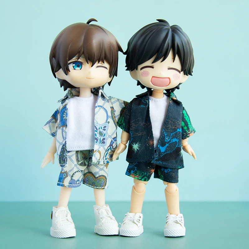 

Ob11 baby clothes Vintage Port style printed shirt set short sleeve pants beach style GSC 12 point BJD baby clothes