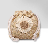 women sunflower bag rattan wicker straw woven crossbody beach bags basket gift bohemia handbags ladies small fresh shoulder bags