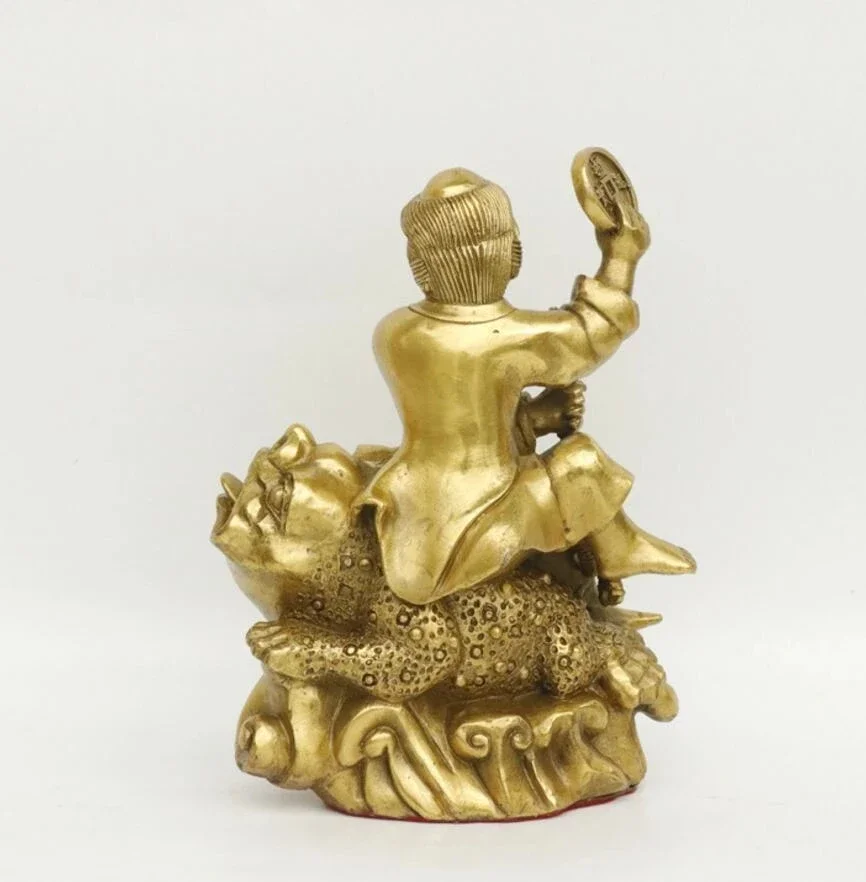 Медная статуя Kaiguang из чистой меди опера Liuhai мебель для дома Jinchan бронзовая liuhaichan