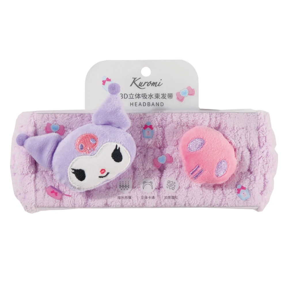 

Повязка на голову Kawaii Sanrio Cinnamoroll Kuromi мультфильм 3D Трехмерная поглощающая воду повязка на голову утолщенная Милая