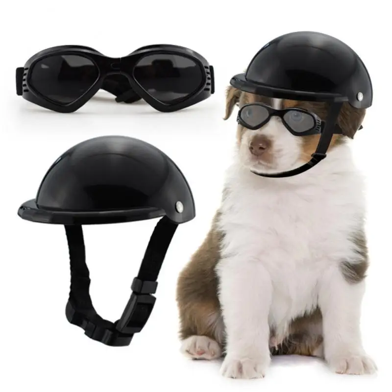 

Новинка, мотоциклетный шлем с солнцезащитными очками, игрушечная шляпа для домашних животных, защита головы собаки, кошки, товары для домашних животных, Велосипедное оборудование