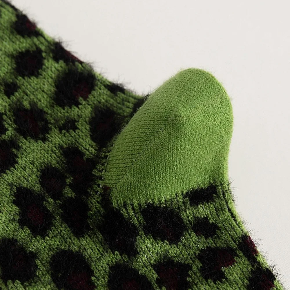 5 Pairs New British Style Leopard Print Imitation Mink Fleece Women Socks Fashion Colorful Warm Hairy Rabbit Wool Socks