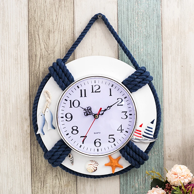 Life ring clock beach sea nautical theme boat decoration wal