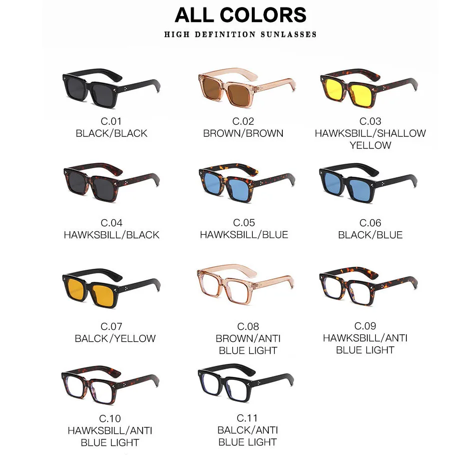 Классические квадратные солнцезащитные очки с заклепками для вождения на