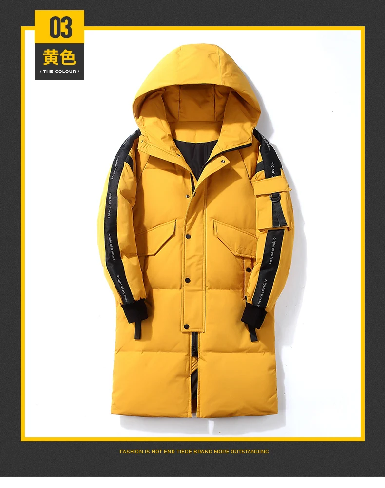 2022 Winter Jacket Men's Down Jacket Men's Korean Version Mid-length Tide Thickening Slim Fit Parka Windproof Jacket Men