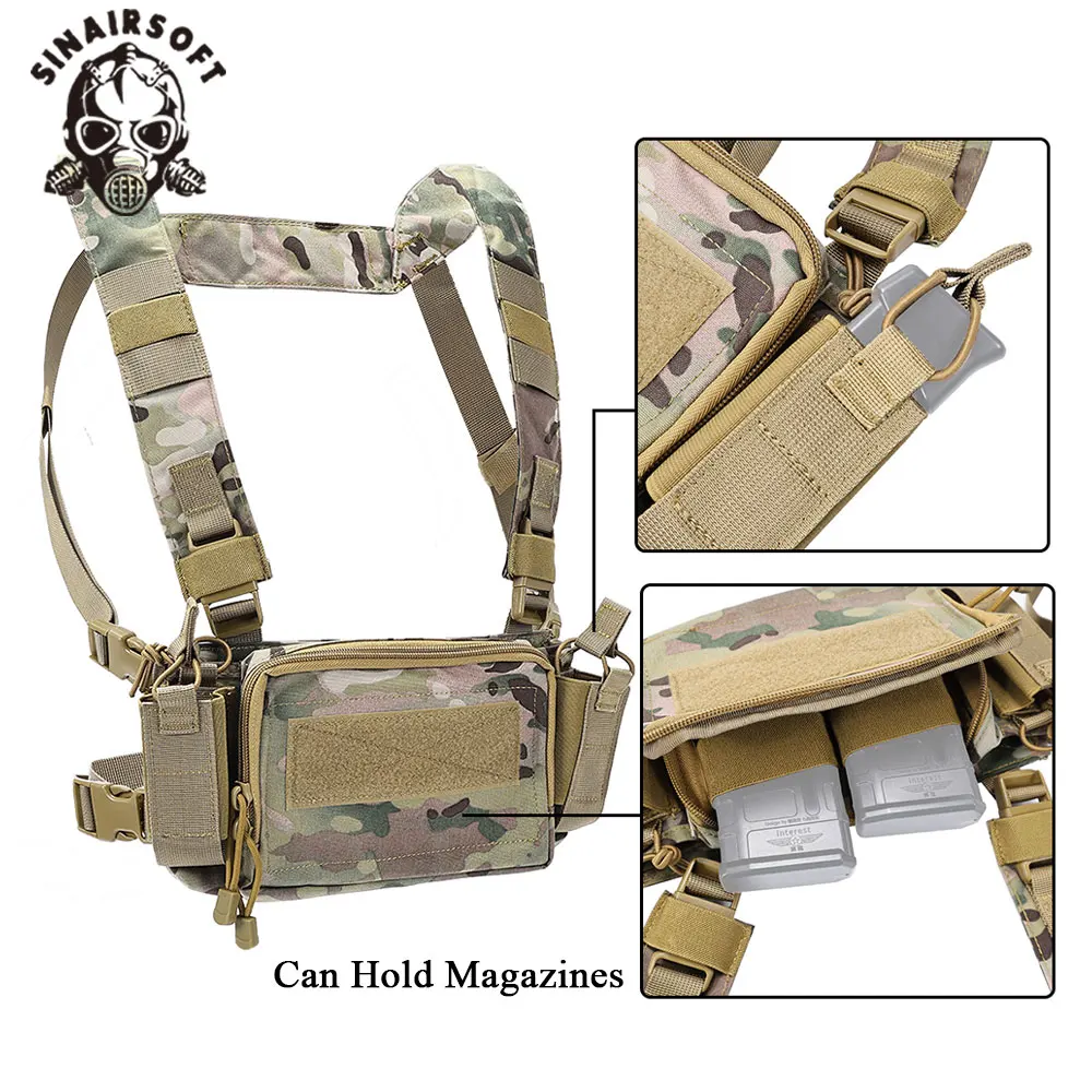 Фото Тактический нагрудный жилет SINAIRSOFT D3CR Micro с подсумками для магазинов 5.56, 7.62 и 9 мм (нейлон), для охоты и активного отдыха №4