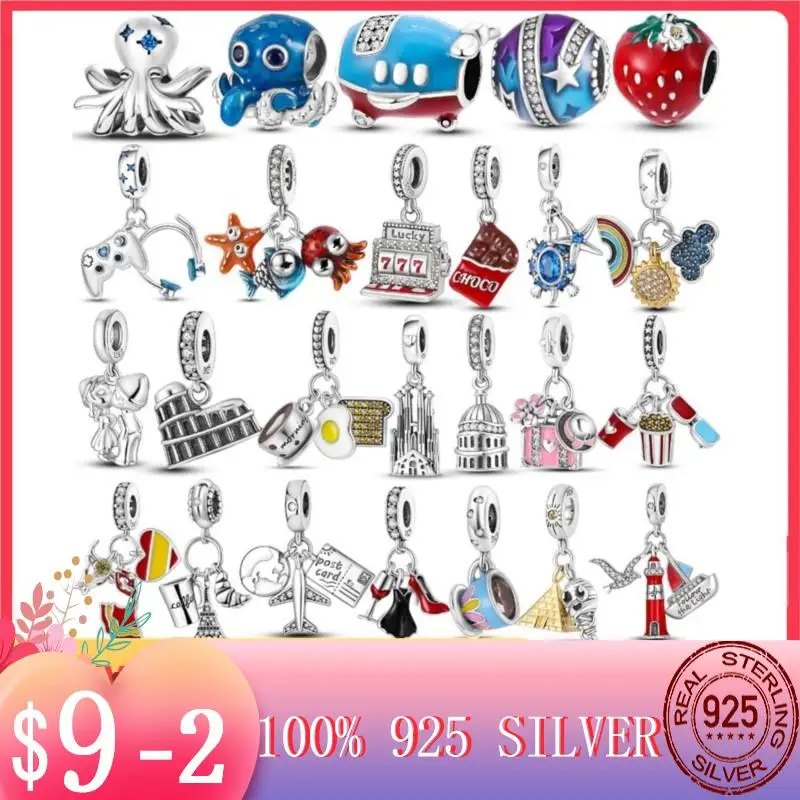 

2023 подвески, серебряные искусственные подвески для океана, подвески-бусины, подходят для подвесок, серебряные 925 оригинальные браслеты