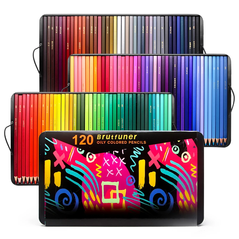 S Professional Set Of 72-120 Colors Soft Wax-based Cores, Ideal For Drawing Art Sketching Shading Coloring Tin