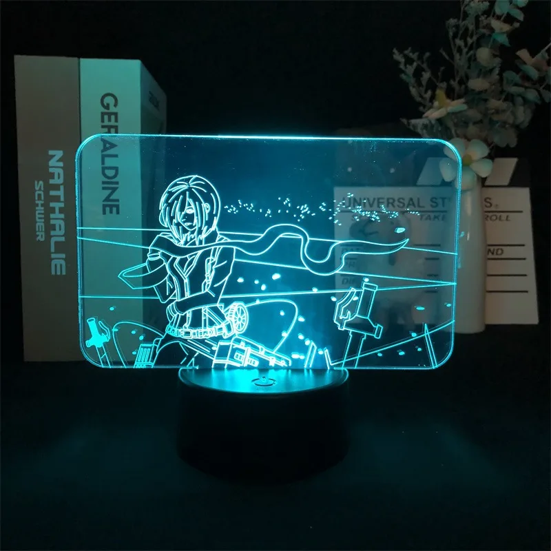 

атака титанов Attack on Titan shingeki no kyojin Mikasa Ackerman для дома украшения ночник аниме фигурки декор комнаты светодиодная лампа манга светильник ночные...
