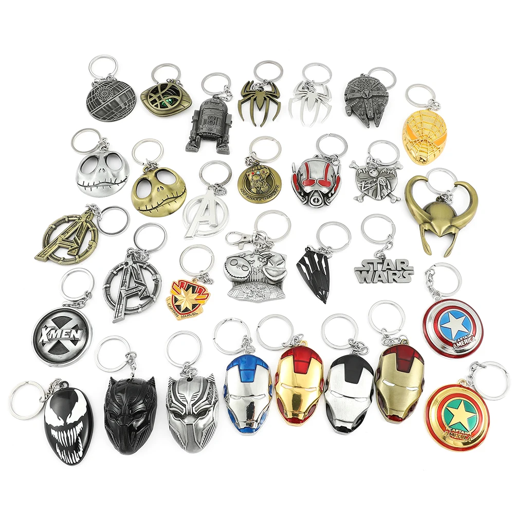 

Star Wars Disney Pendant Keychain for Men Avengers Metal Keychain for Bag Superhero Keyring Bottle Opener Accessories Gift