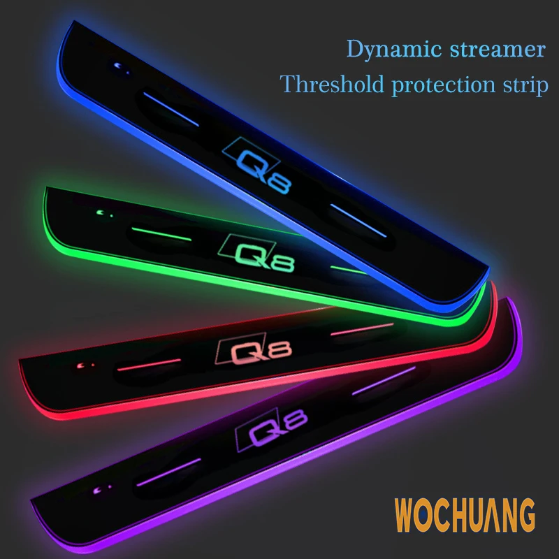 

Car Door Light Projector Lamp Customized Car Logo Luminous LED Welcome Pedal Scuff Plate For Audi Q8 4MN Accessories