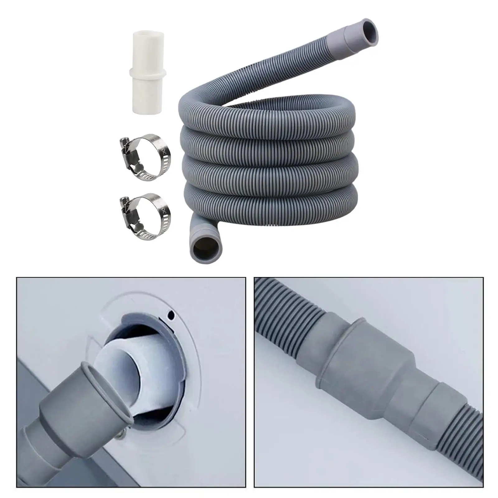 

Washing Machine Drain Hose Kit 2M Accessory Easily Install Flexible Replaces