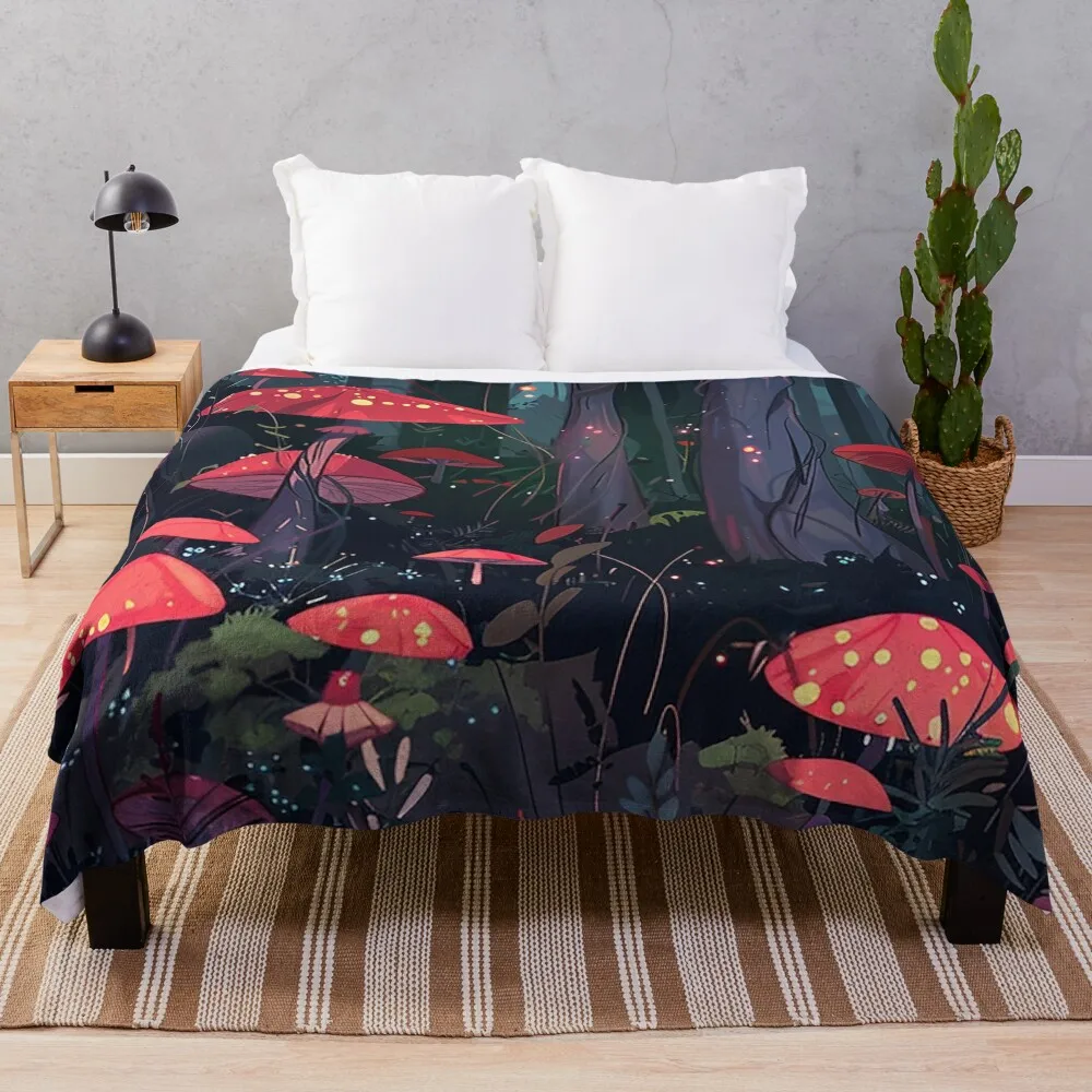 Волшебный грибной лес - Dark Fantasy Cottagecore от NoarusRainbowLand 2024 роскошное одеяло для
