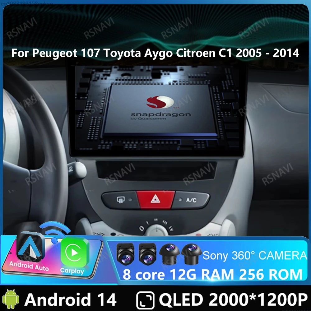 Автомобильный радиоприемник Andoird 14 для Peugeot 107 Toyota Aygo Citroen C1 2005-2014 DVD GPS Стерео