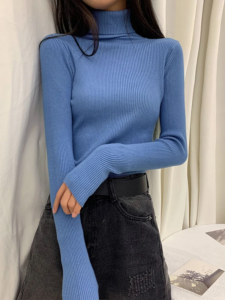 Водолазка JMPRS Женская с длинным рукавом базовый вязаный джемпер эластичный